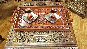 Gül ağacı rumi oyma tepsi - 5